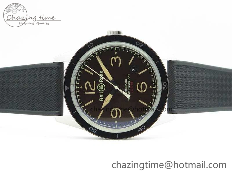 BR123 Vintage SS Brown Dial On Black Rubber Strap MIYOTA 9015