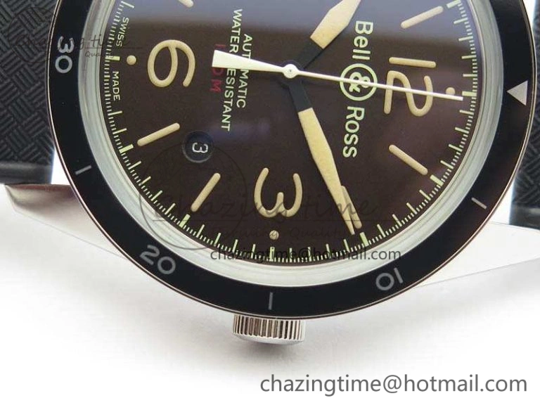 BR123 Vintage SS Brown Dial On Black Rubber Strap MIYOTA 9015