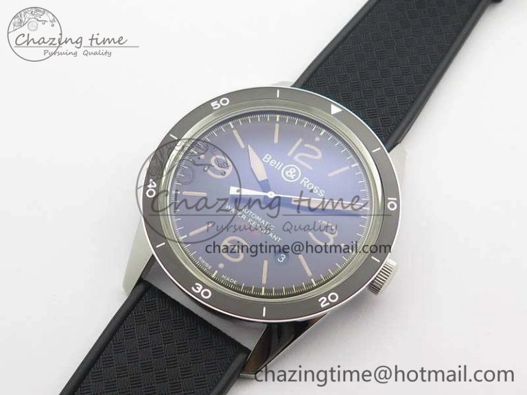 BR123 Vintage SS Brown Dial On Black Rubber Strap MIYOTA 9015