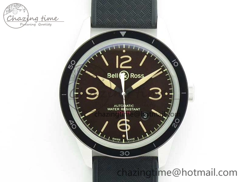 BR123 Vintage SS Brown Dial On Black Rubber Strap MIYOTA 9015