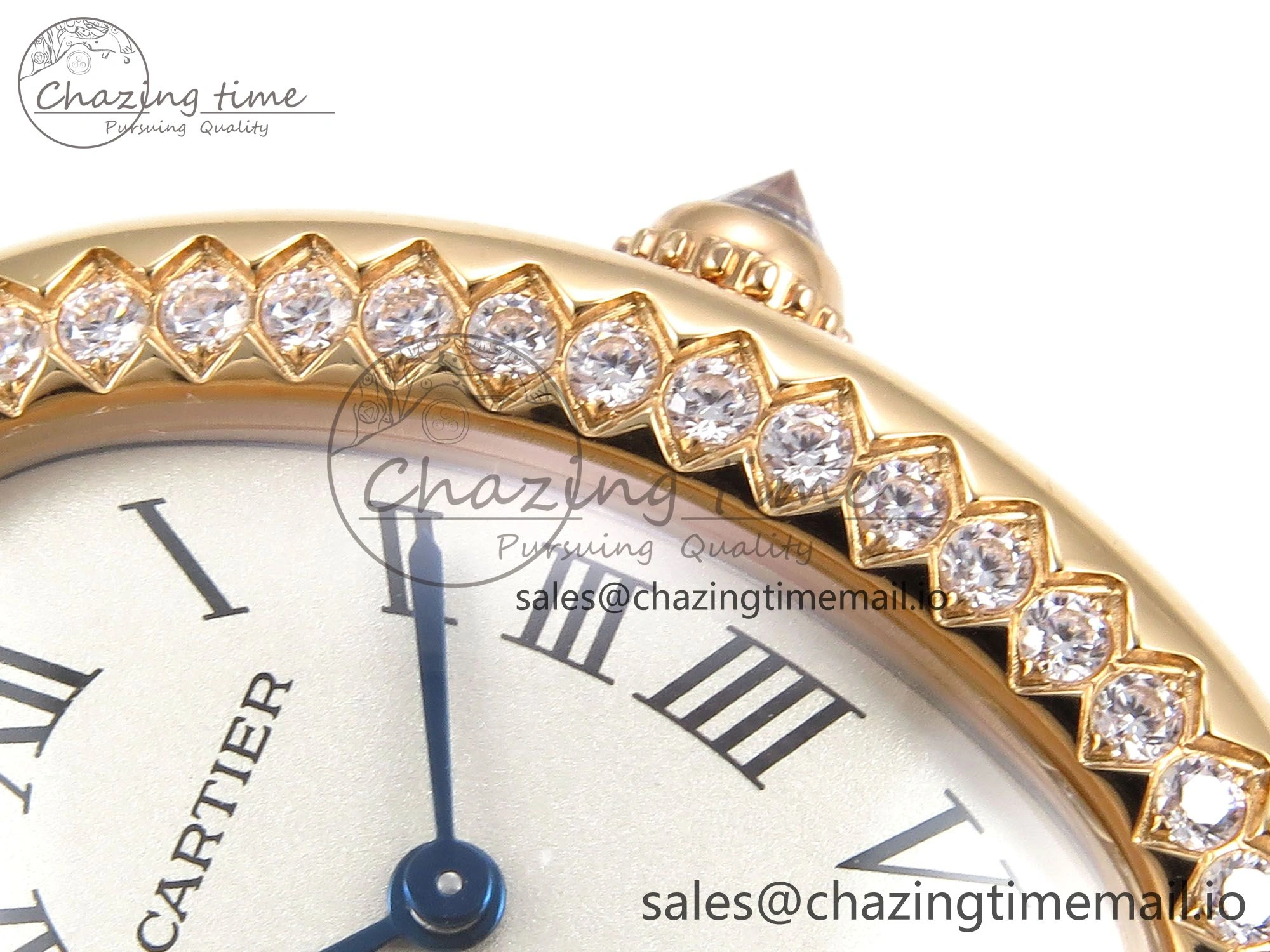 Baignoire De Cartier RG AF 1:1 Best Edition Silver Dial Diamonds Bezel on Red Leather Strap Ronda Quartz