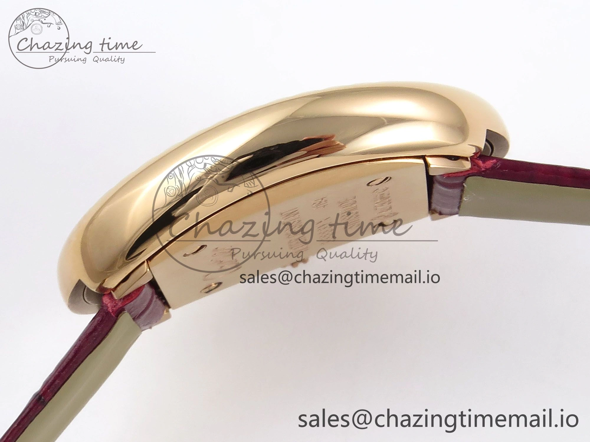 Baignoire De Cartier RG AF 1:1 Best Edition Silver Dial Diamonds Bezel on Red Leather Strap Ronda Quartz