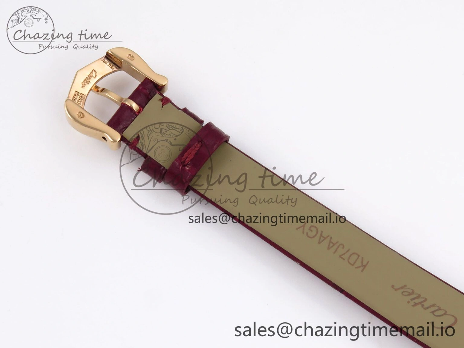 Baignoire De Cartier RG AF 1:1 Best Edition Silver Dial Diamonds Bezel on Red Leather Strap Ronda Quartz