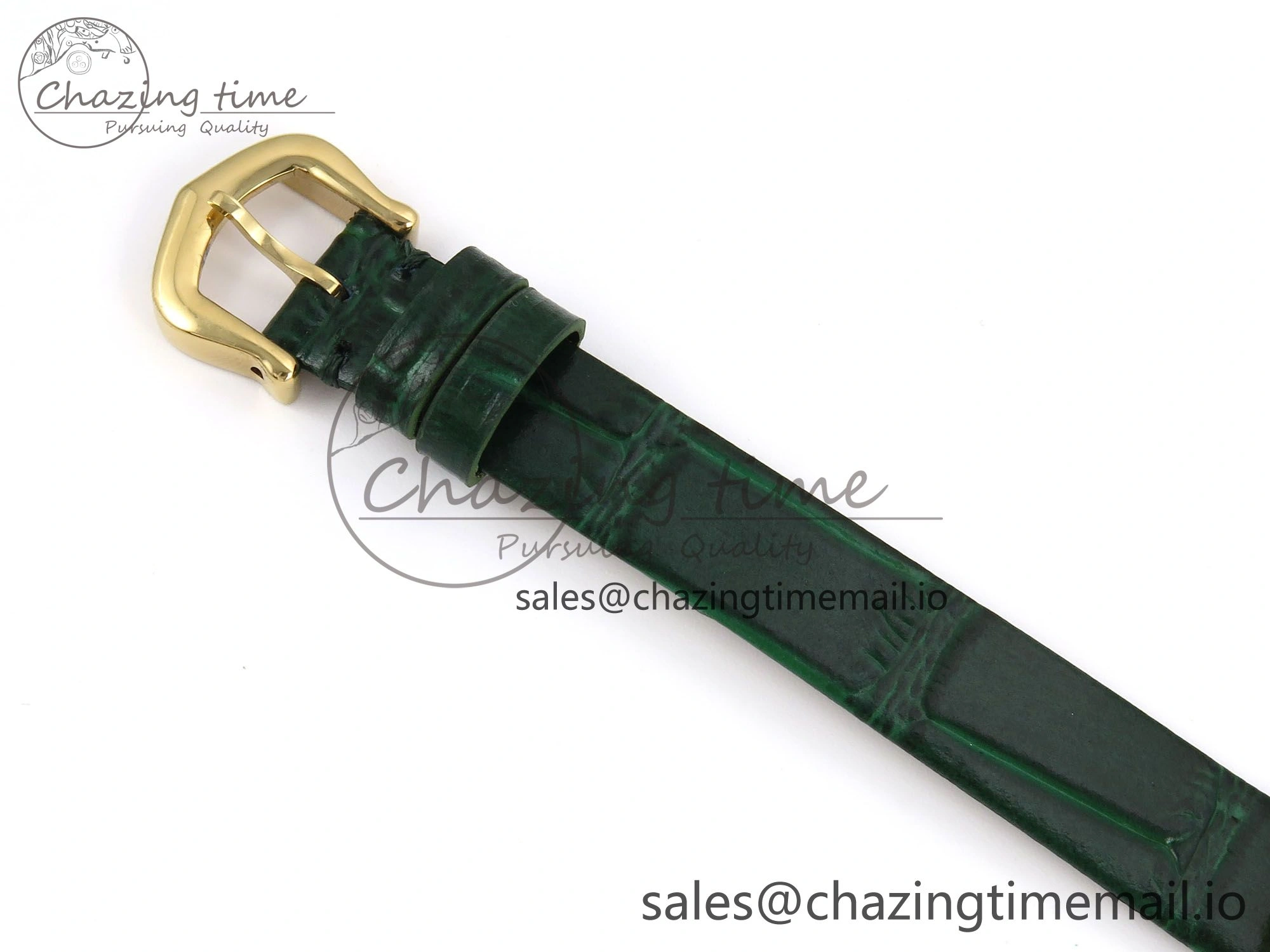 Baignoire De Cartier YG AF 1:1 Best Edition Silver Dial Diamonds Bezel on Green Leather Strap Ronda Quartz