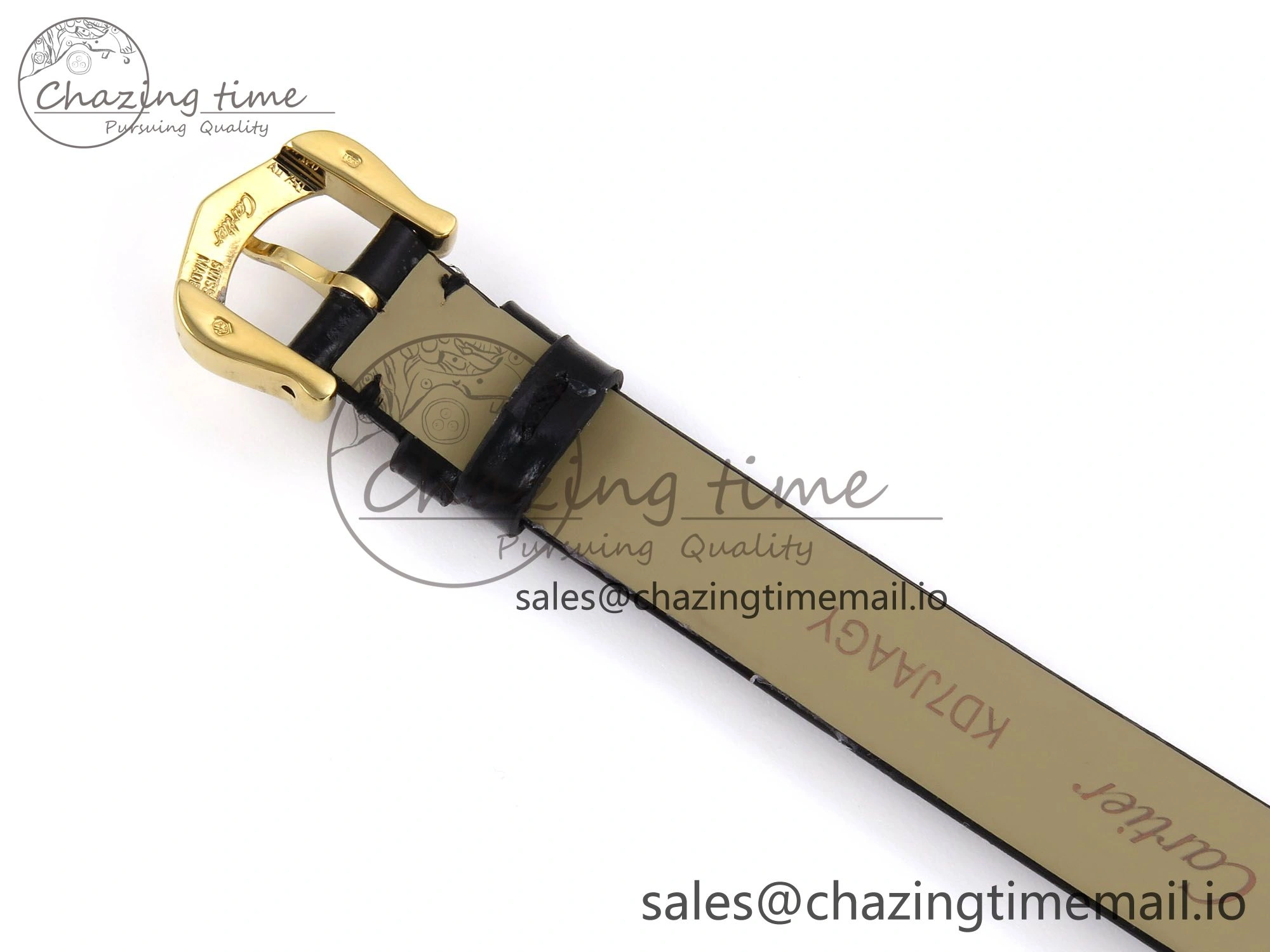 Baignoire De Cartier YG AF 1:1 Best Edition Silver Dial on Black Leather Strap Ronda Quartz