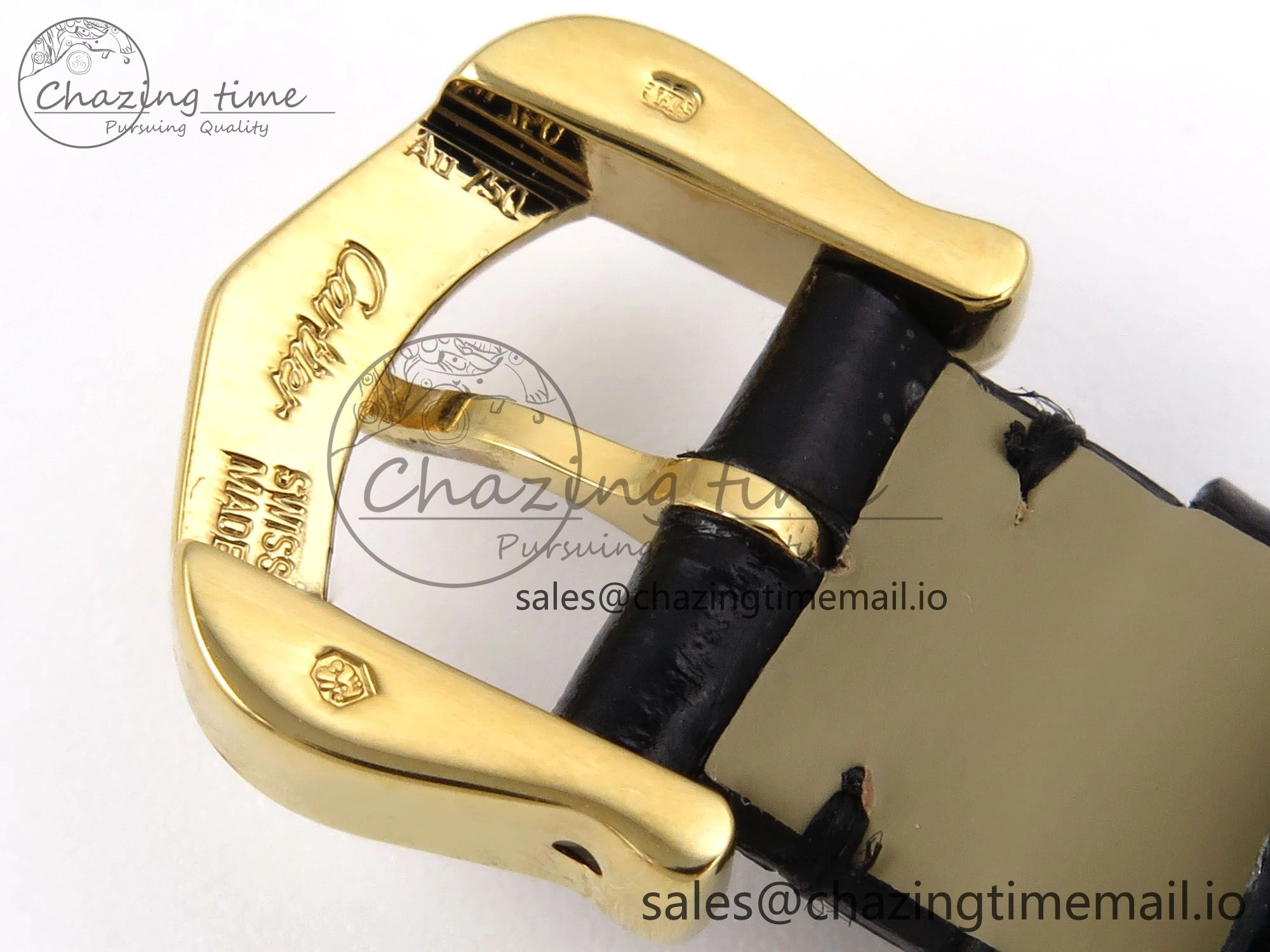 Baignoire De Cartier YG AF 1:1 Best Edition Silver Dial on Black Leather Strap Ronda Quartz