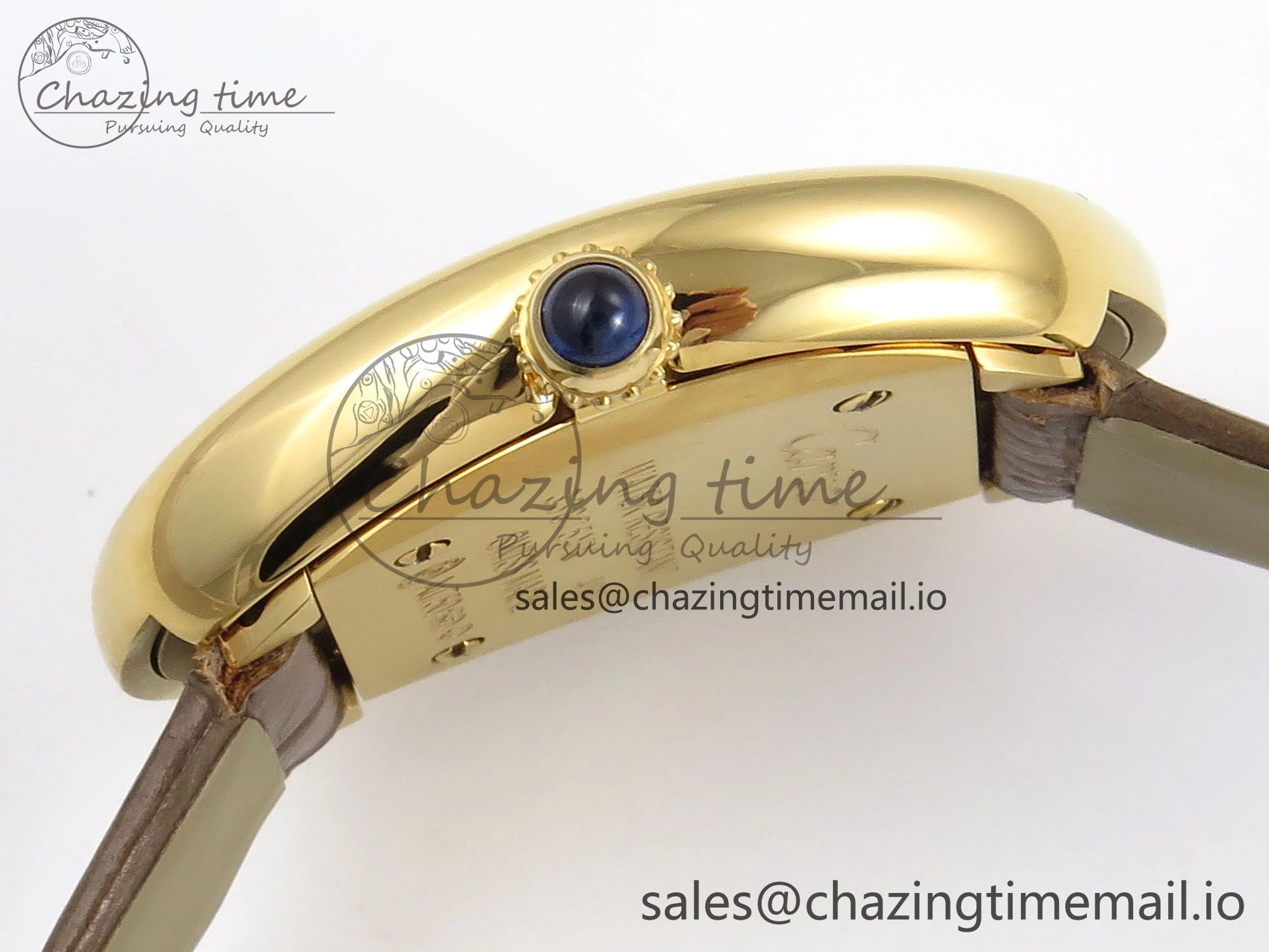 Baignoire De Cartier YG AF 1:1 Best Edition Silver Dial on Brown Leather Strap Ronda Quartz