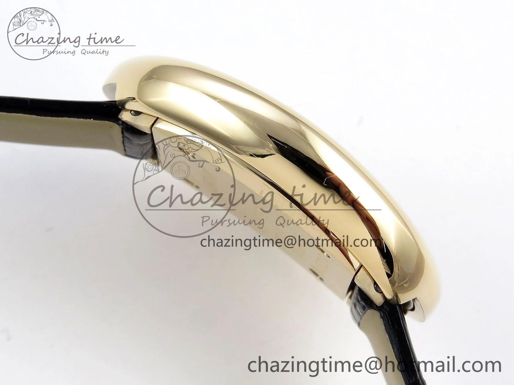 Baignoire De Cartier YG DRF 1:1 Best Edition Silver Dial on Black Leather Strap Swiss Quartz
