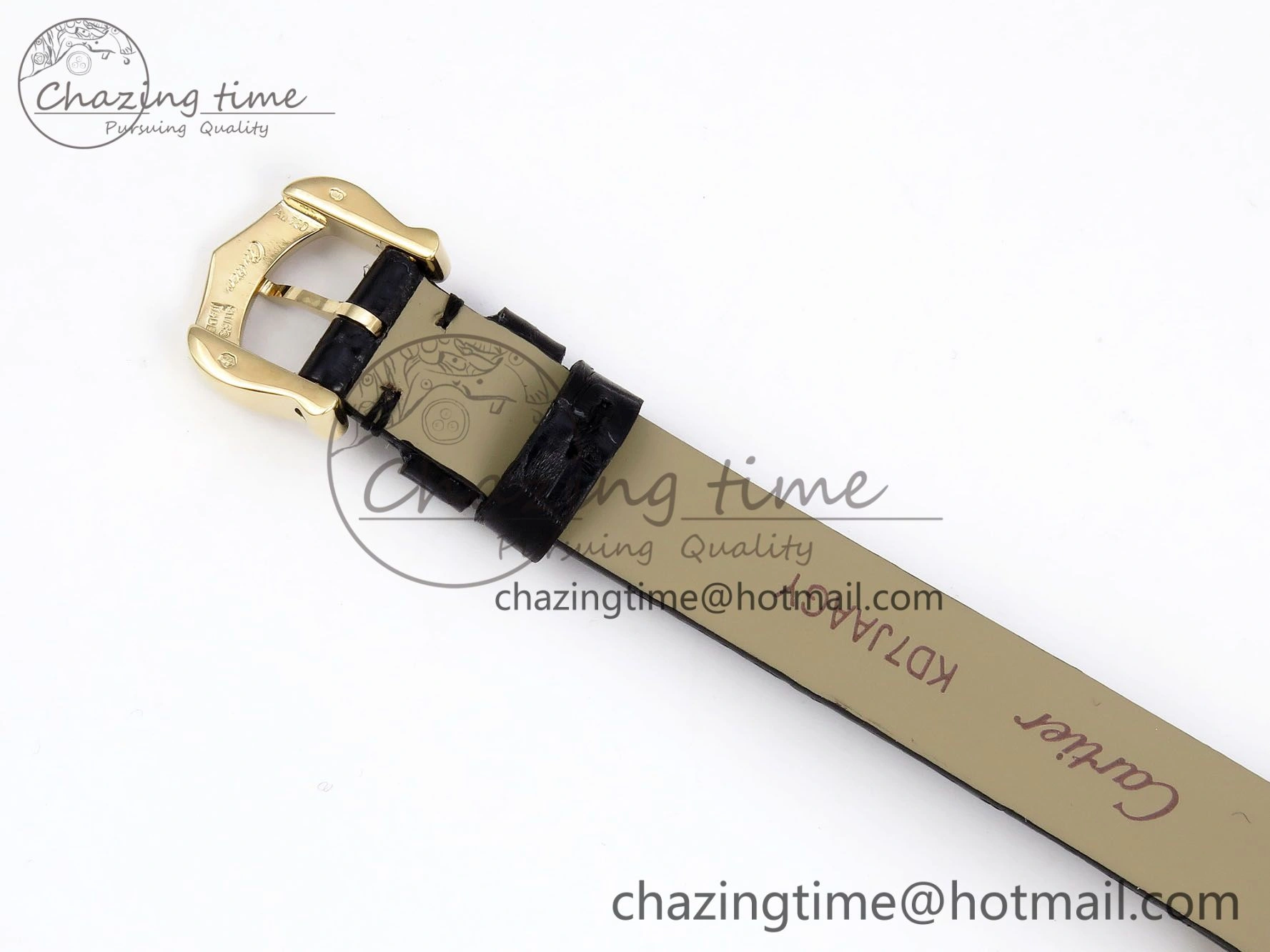 Baignoire De Cartier YG DRF 1:1 Best Edition Silver Dial on Black Leather Strap Swiss Quartz