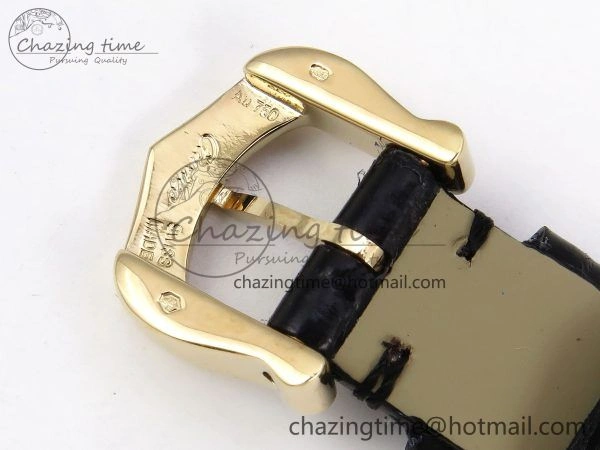Baignoire De Cartier YG DRF 1:1 Best Edition Silver Dial on Black Leather Strap Swiss Quartz