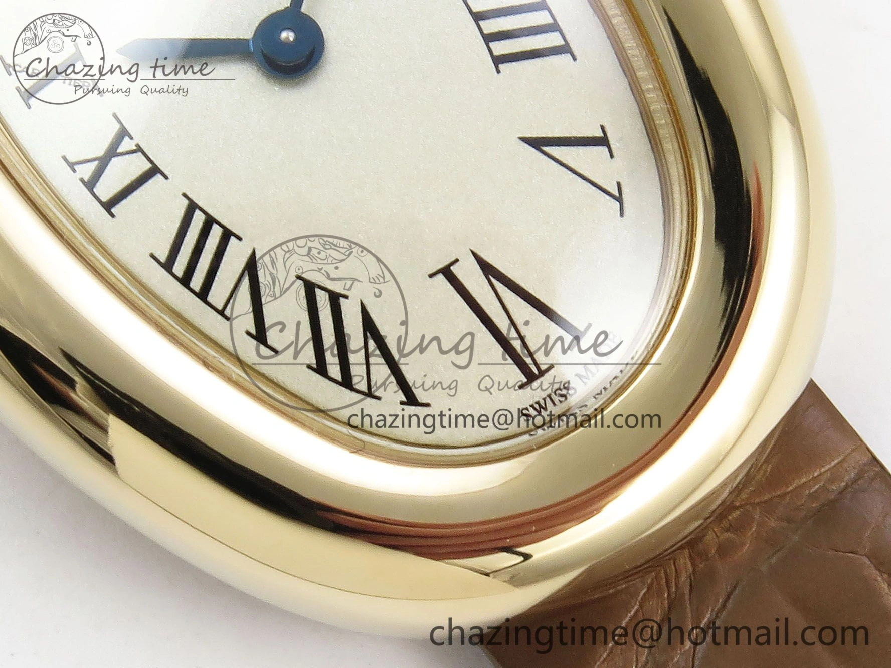 Baignoire De Cartier YG DRF 1:1 Best Edition Silver Dial on Brown Leather Strap Swiss Quartz