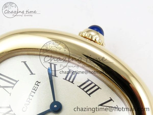Baignoire De Cartier YG DRF 1:1 Best Edition Silver Dial on Brown Leather Strap Swiss Quartz