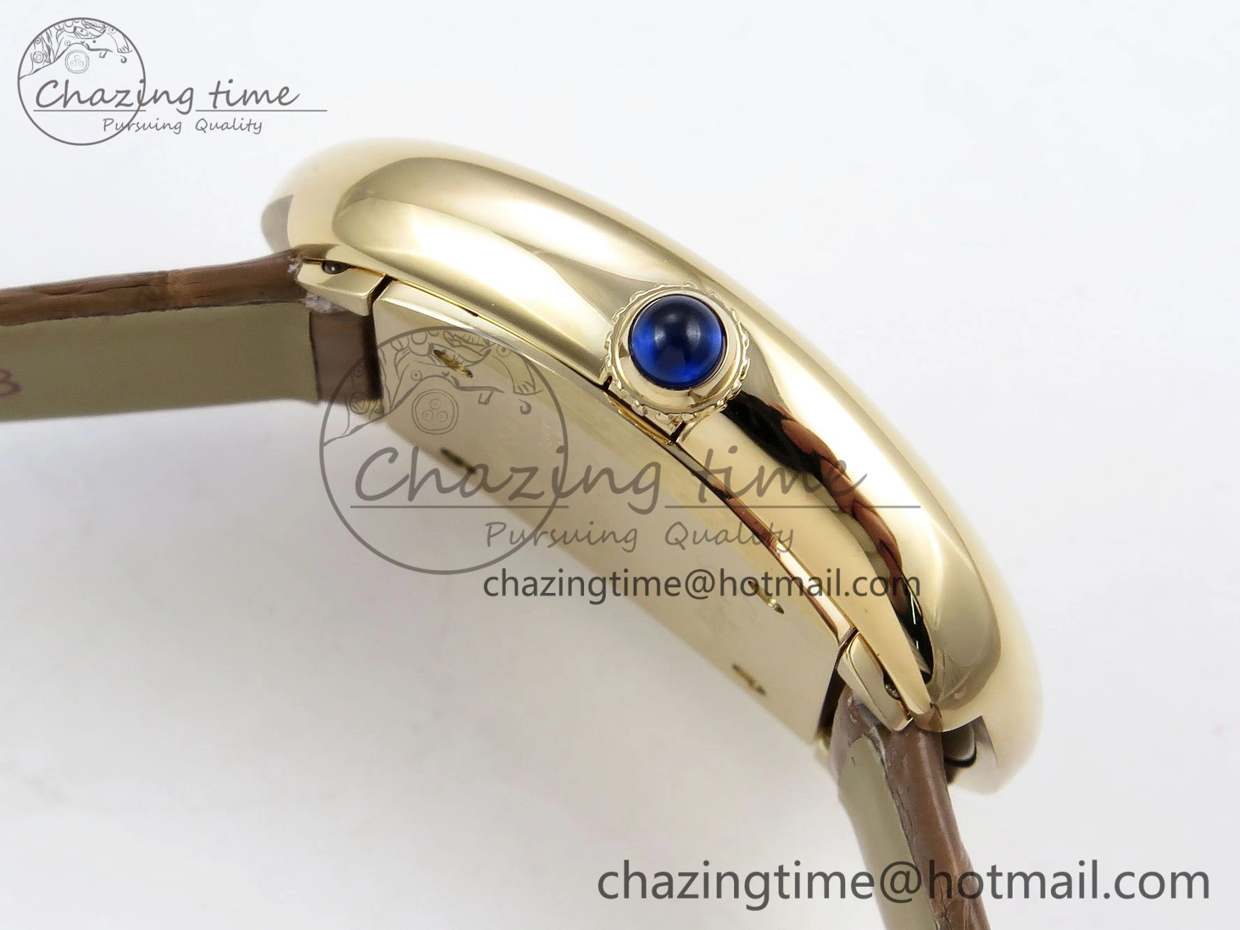 Baignoire De Cartier YG DRF 1:1 Best Edition Silver Dial on Brown Leather Strap Swiss Quartz