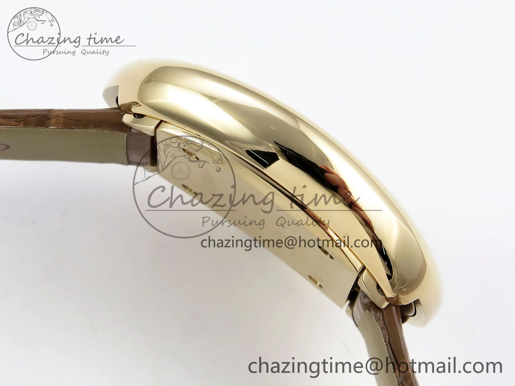Baignoire De Cartier YG DRF 1:1 Best Edition Silver Dial on Brown Leather Strap Swiss Quartz