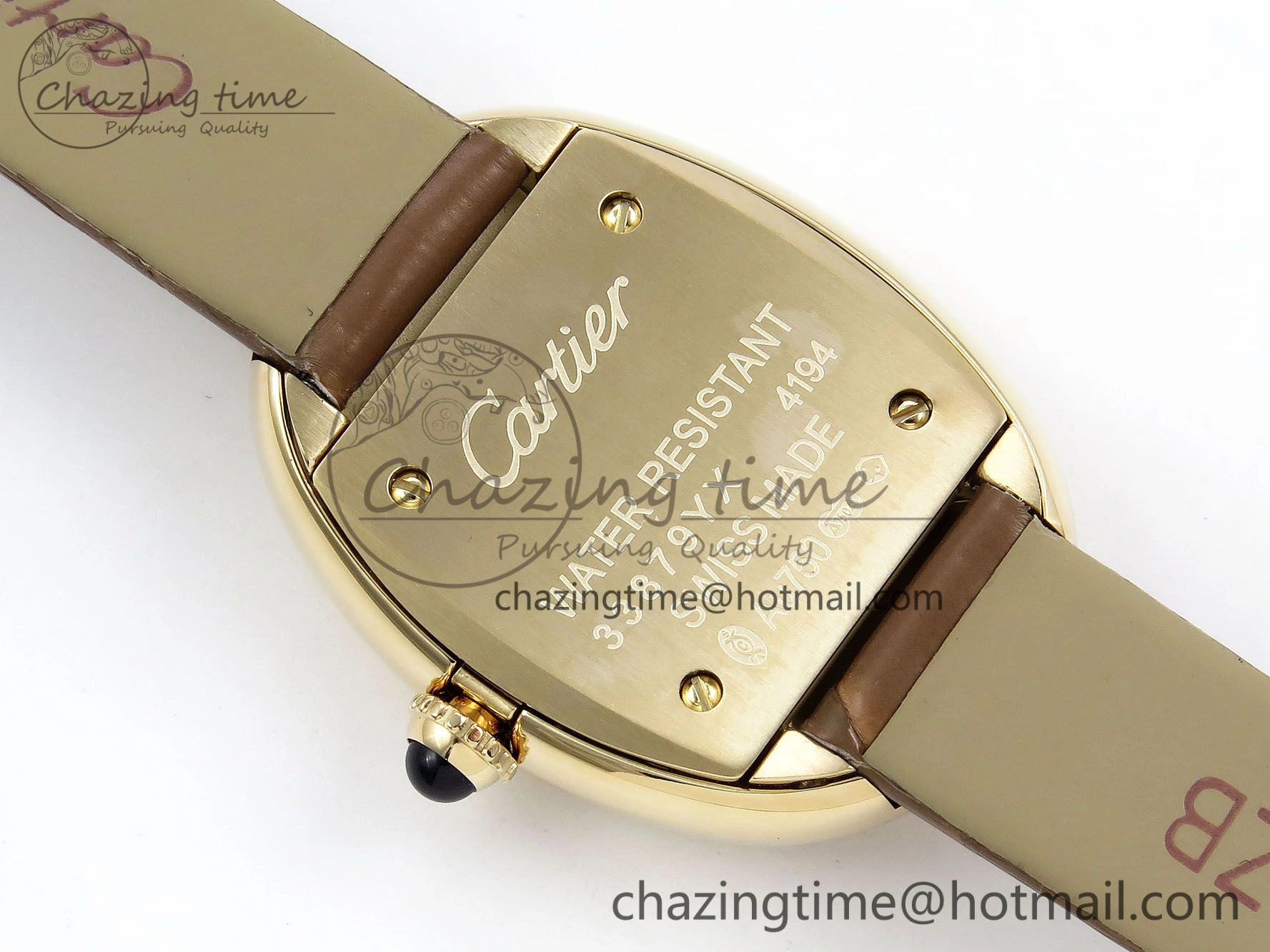 Baignoire De Cartier YG DRF 1:1 Best Edition Silver Dial on Brown Leather Strap Swiss Quartz