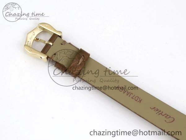 Baignoire De Cartier YG DRF 1:1 Best Edition Silver Dial on Brown Leather Strap Swiss Quartz