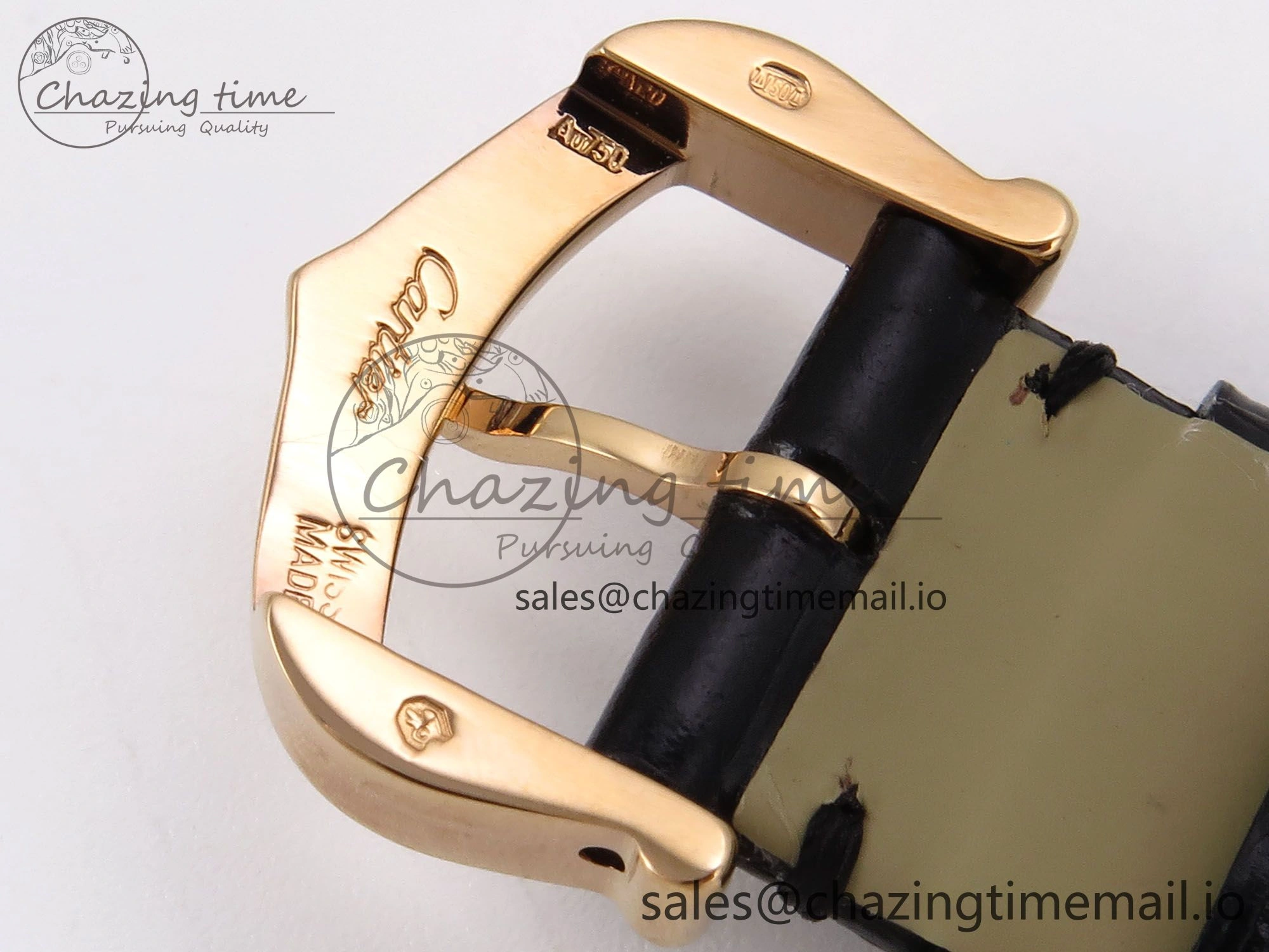 Ballon Blanc De Cartier 30mm RG AF 1:1 Best Edition Silvered Dial on Black Leather Strap Ronda Quartz