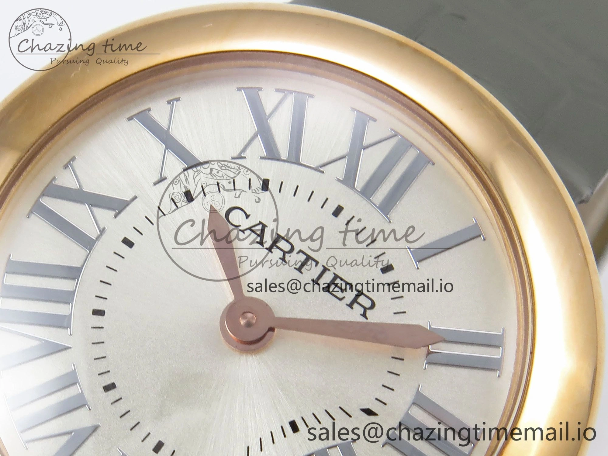 Ballon Blanc De Cartier 30mm RG AF 1:1 Best Edition Silvered Dial on Green Leather Strap Ronda Quartz