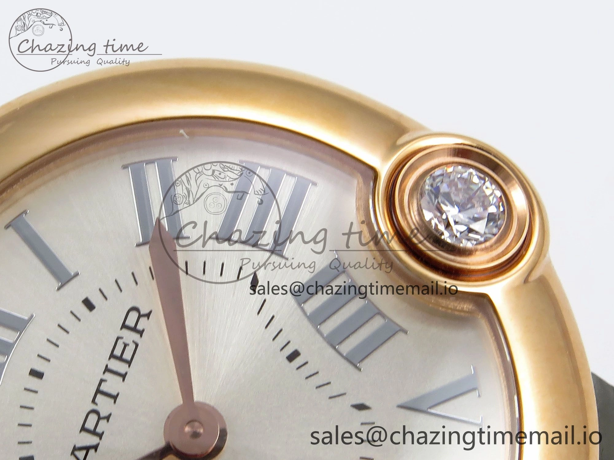 Ballon Blanc De Cartier 30mm RG AF 1:1 Best Edition Silvered Dial on Green Leather Strap Ronda Quartz