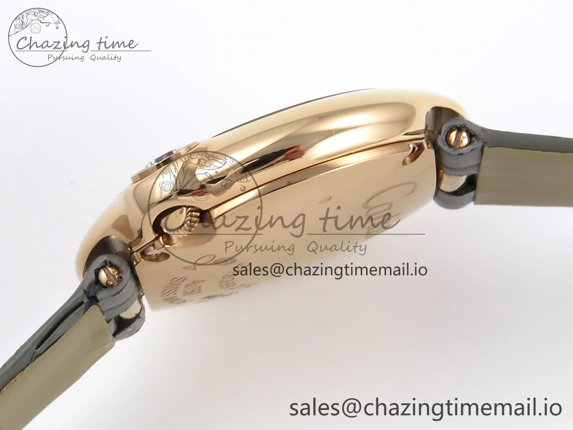 Ballon Blanc De Cartier 30mm RG AF 1:1 Best Edition Silvered Dial on Green Leather Strap Ronda Quartz