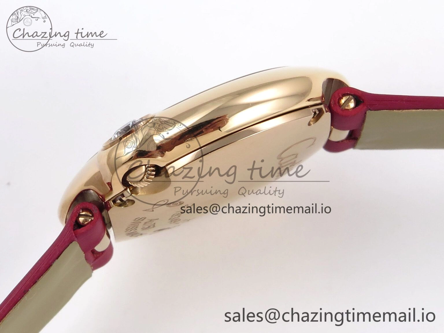 Ballon Blanc De Cartier 30mm RG AF 1:1 Best Edition Silvered Dial on Red Fabric Strap Ronda Quartz