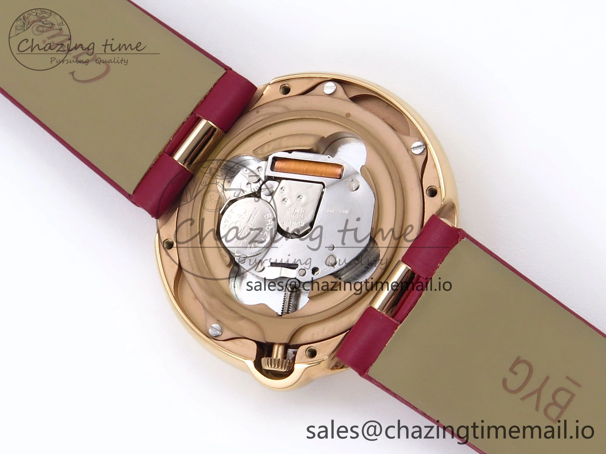 Ballon Blanc De Cartier 30mm RG AF 1:1 Best Edition Silvered Dial on Red Fabric Strap Ronda Quartz