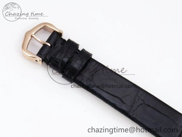 Ballon Blanc De Cartier 30mm RG DRF 1:1 Best Edition Silvered Texture Dial on Black Leather Strap Ronda Quartz