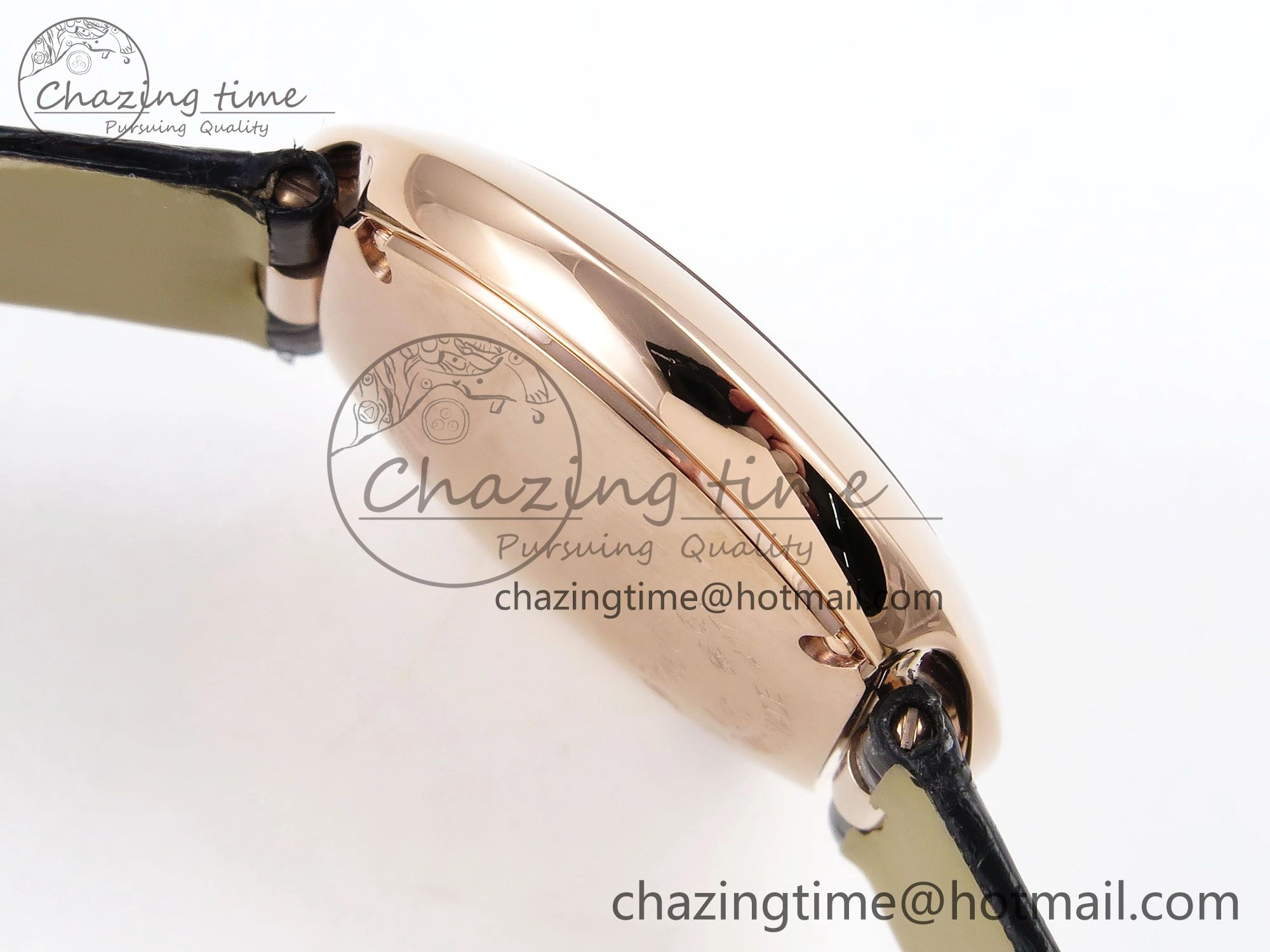 Ballon Blanc De Cartier 30mm RG DRF 1:1 Best Edition Silvered Texture Dial on Black Leather Strap Ronda Quartz