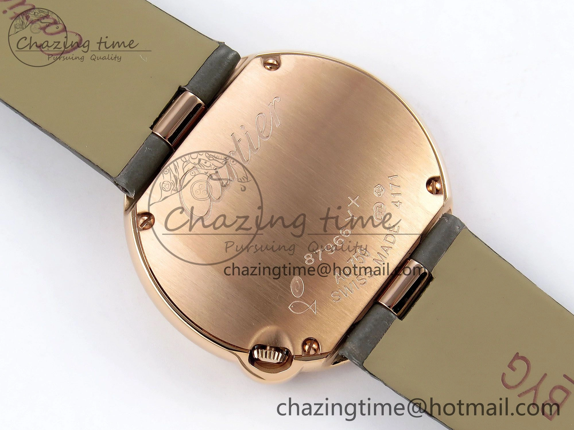 Ballon Blanc De Cartier 30mm RG DRF 1:1 Best Edition Silvered Texture Dial on Green Leather Strap Ronda Quartz