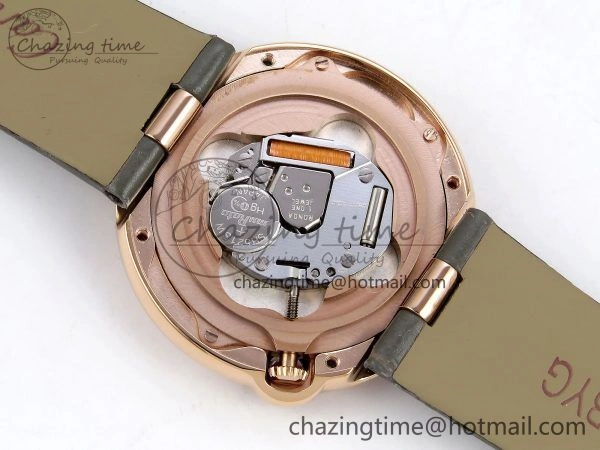 Ballon Blanc De Cartier 30mm RG DRF 1:1 Best Edition Silvered Texture Dial on Green Leather Strap Ronda Quartz