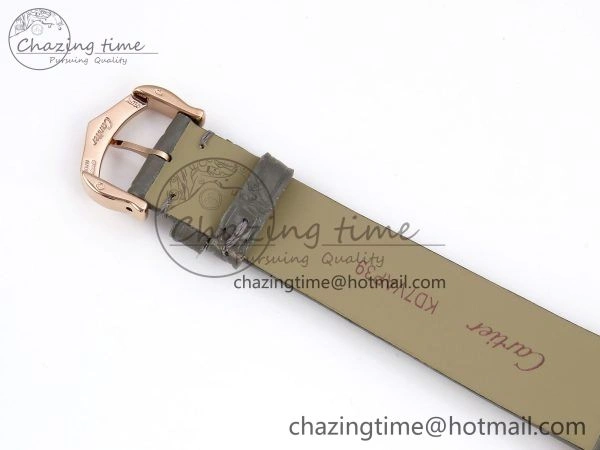 Ballon Blanc De Cartier 30mm RG DRF 1:1 Best Edition Silvered Texture Dial on Green Leather Strap Ronda Quartz
