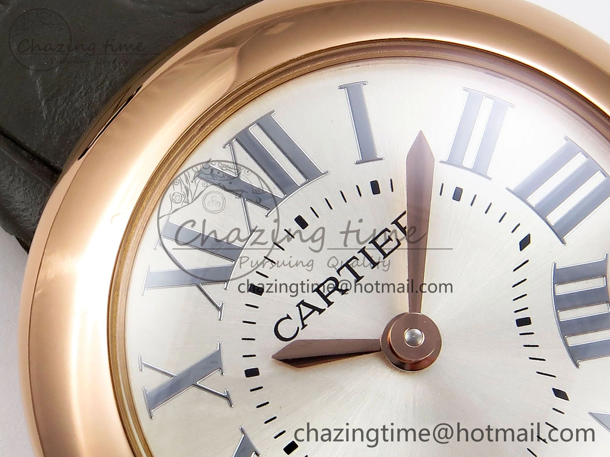 Ballon Blanc De Cartier 30mm RG DRF 1:1 Best Edition Silvered Texture Dial on Green Leather Strap Ronda Quartz