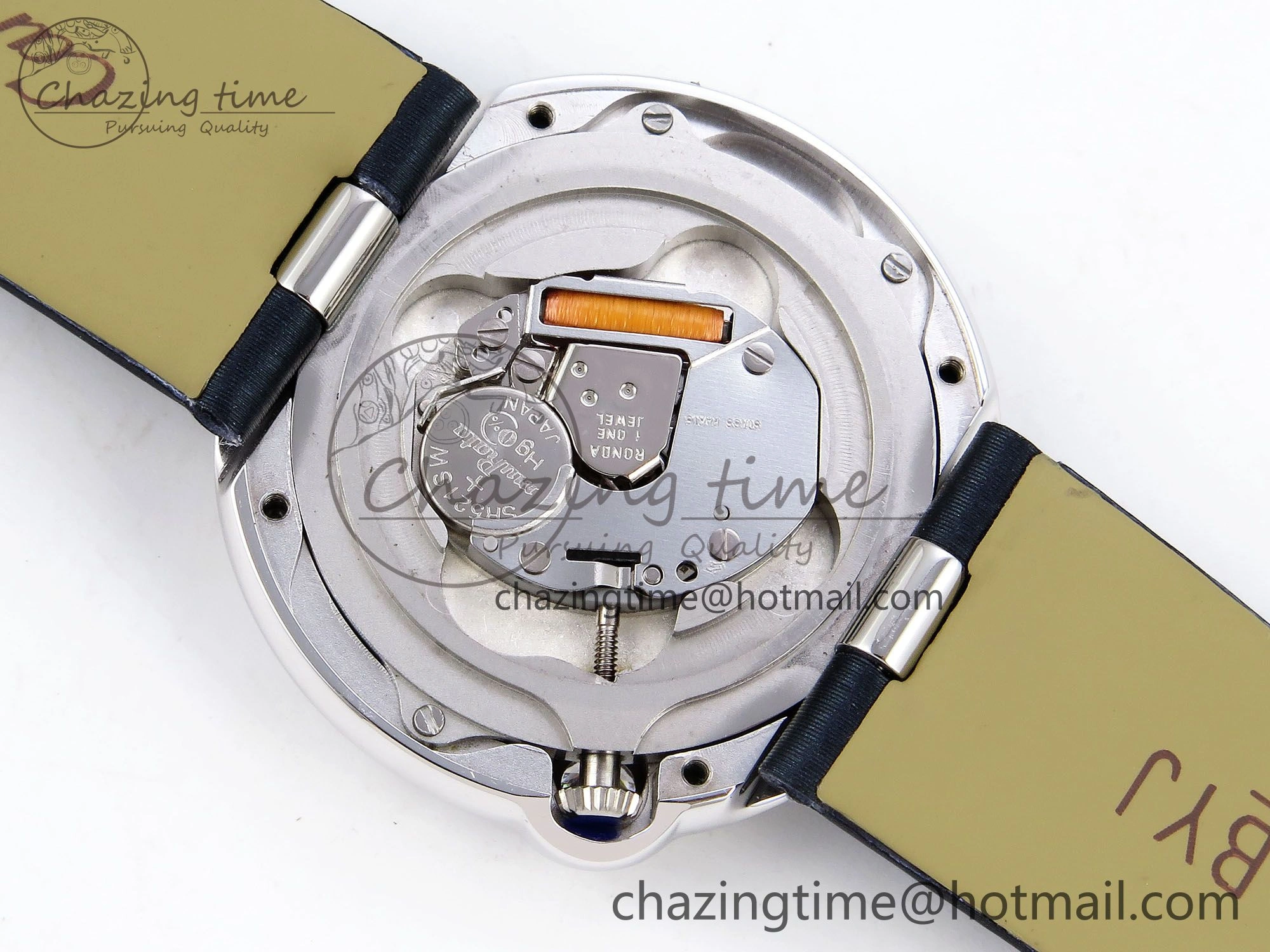 Ballon Blanc De Cartier 30mm SS DRF 1:1 Best Edition Silvered Texture Dial Diamonds Bezel on Blue Calfskin Strap Ronda Quartz