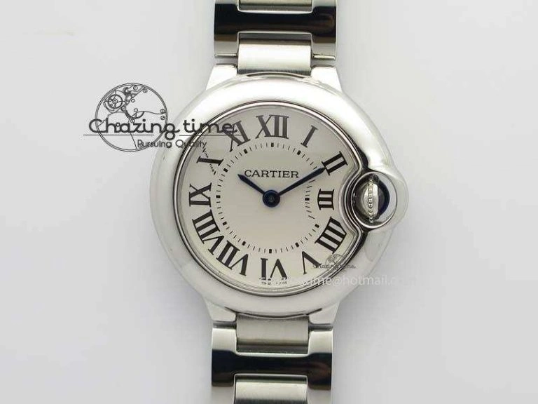 Ballon Bleu 28mm Ladies SS V6F 1:1 Best Edition White Dial On SS Bracelet Ronda Quartz V2