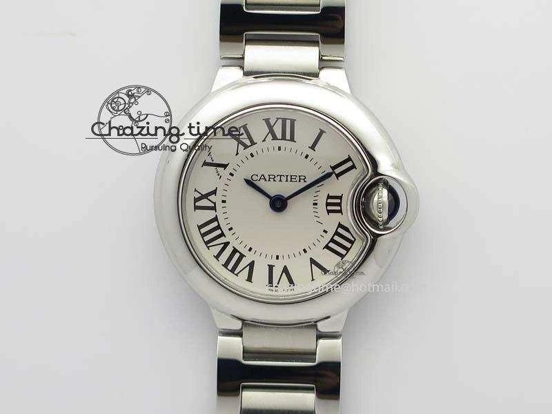 Ballon Bleu 28mm Ladies SS V6F 1:1 Best Edition White Dial On SS Bracelet Ronda Quartz V2