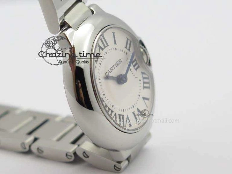Ballon Bleu 28mm Ladies SS V6F 1:1 Best Edition White Dial On SS Bracelet Ronda Quartz V2