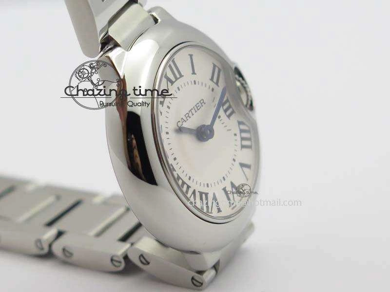 Ballon Bleu 28mm Ladies SS V6F 1:1 Best Edition White Dial On SS Bracelet Ronda Quartz V2