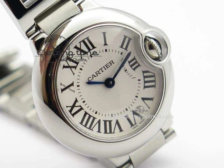 Ballon Bleu 28mm Ladies SS V6F 1:1 Best Edition White Dial On SS Bracelet Ronda Quartz V2