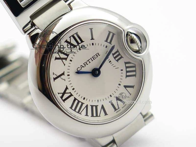 Ballon Bleu 28mm Ladies SS V6F 1:1 Best Edition White Dial On SS Bracelet Ronda Quartz V2