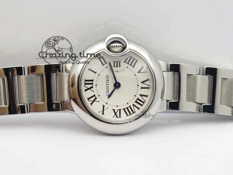Ballon Bleu 28mm Ladies SS V6F 1:1 Best Edition White Dial On SS Bracelet Ronda Quartz V2