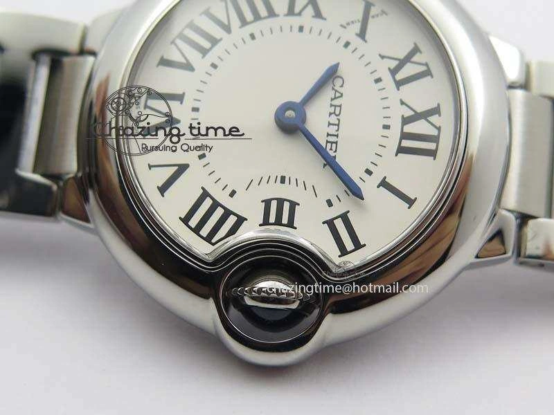 Ballon Bleu 28mm Ladies SS V6F 1:1 Best Edition White Dial On SS Bracelet Ronda Quartz V2