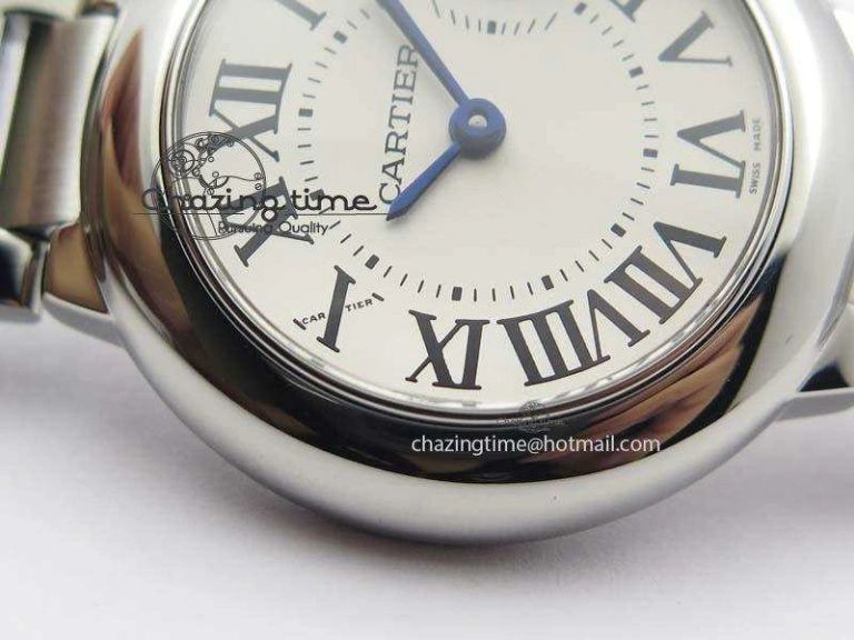 Ballon Bleu 28mm Ladies SS V6F 1:1 Best Edition White Dial On SS Bracelet Ronda Quartz V2