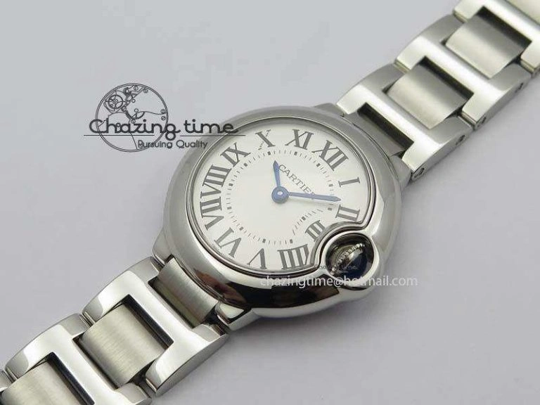 Ballon Bleu 28mm Ladies SS V6F 1:1 Best Edition White Dial On SS Bracelet Ronda Quartz V2
