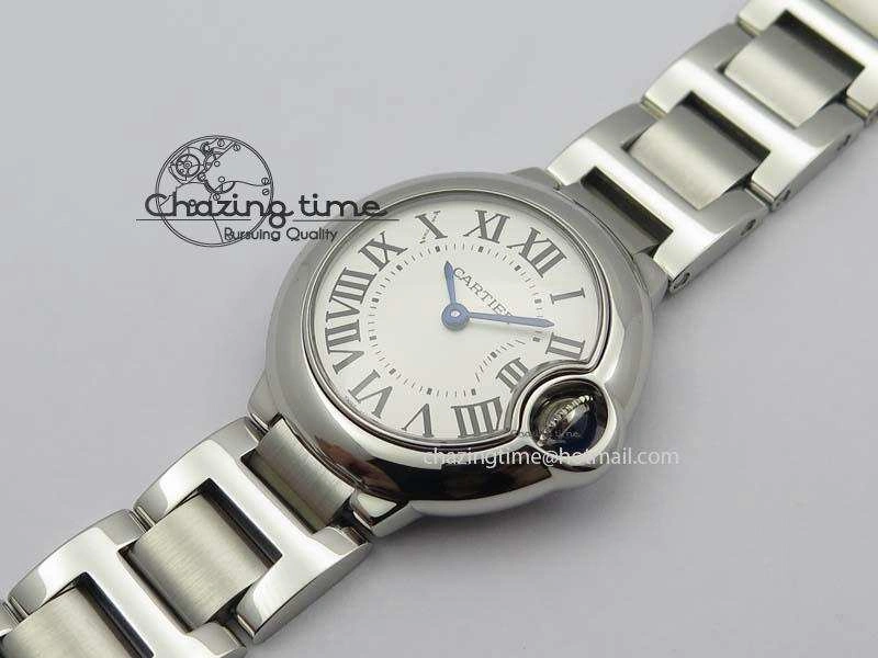 Ballon Bleu 28mm Ladies SS V6F 1:1 Best Edition White Dial On SS Bracelet Ronda Quartz V2