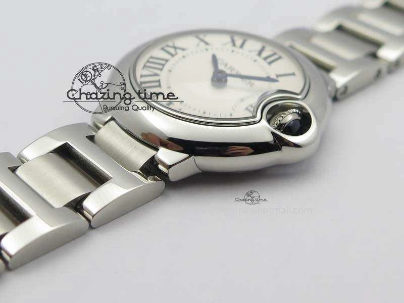 Ballon Bleu 28mm Ladies SS V6F 1:1 Best Edition White Dial On SS Bracelet Ronda Quartz V2