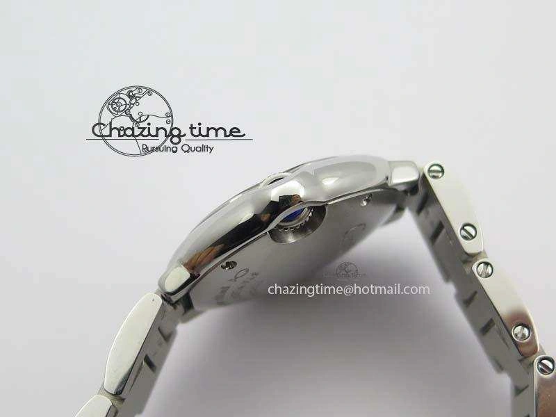 Ballon Bleu 28mm Ladies V6F SS Diamonds Markers Pink MOP Dial On SS Bracelet Ronda Quartz