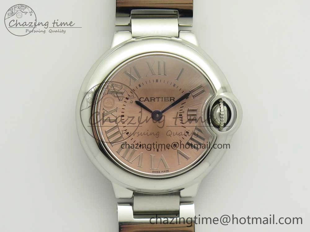 Ballon Bleu 28mm SS AF 1:1 Best Edition Pink Dial on SS Bracelet Ronda Quartz