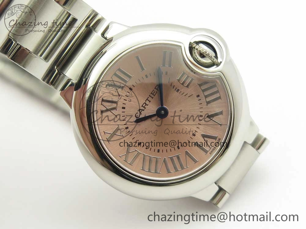 Ballon Bleu 28mm SS AF 1:1 Best Edition Pink Dial on SS Bracelet Ronda Quartz