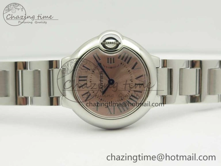 Ballon Bleu 28mm SS AF 1:1 Best Edition Pink Dial on SS Bracelet Ronda Quartz