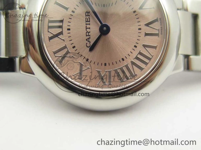 Ballon Bleu 28mm SS AF 1:1 Best Edition Pink Dial on SS Bracelet Ronda Quartz